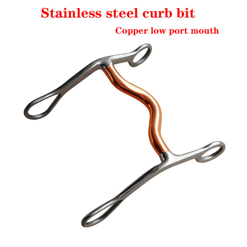 Stainless Steel Horse Mouth Ring Jointed Bit Equestrian Snaffle Tool Stainless Steel Curb Bit Copper Low Port Mouth