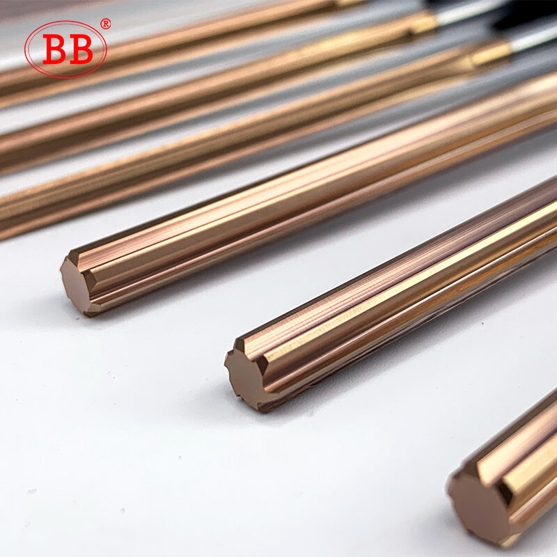 BB 1mm-20mm Carbide Reamer Coated Spiral Straight Flute H7 Chucking Hardened Steel Metal Cutter 4 6 Flute CNC Hole Tool