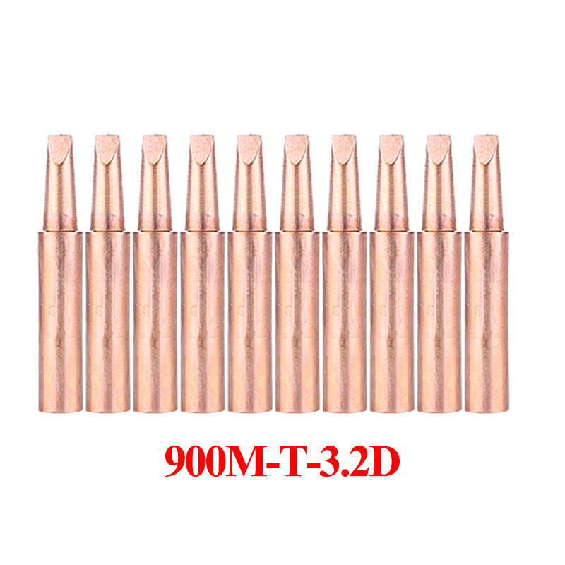 10Pcs/lot Pure Copper 900M-T Soldering Tip 900M-T-K 900M-T-I 900M-T-3.2D Soldering Iron Tip for 936 938 852D+ Soldering Station