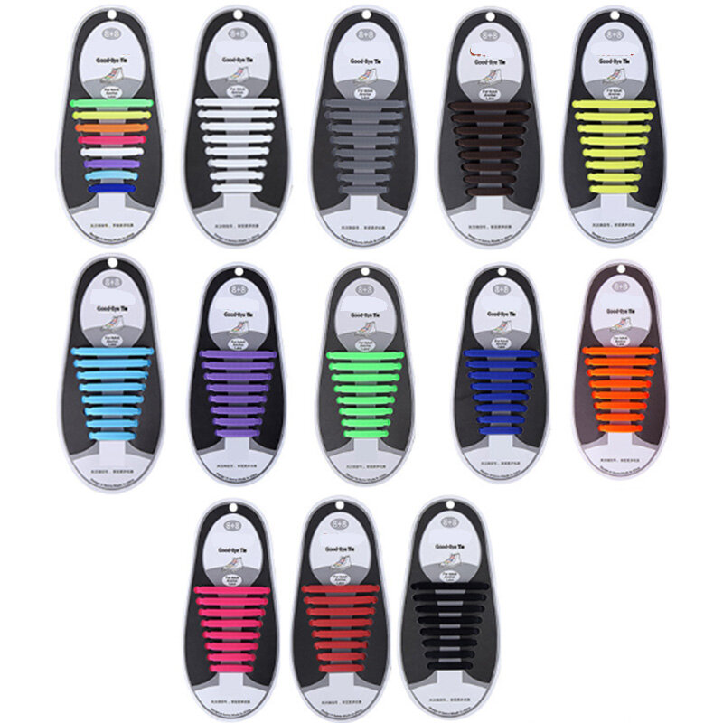 Cordones elásticos de silicona para zapatos, accesorios creativos de goma para perezosos, 16 unidades por lote, 2023