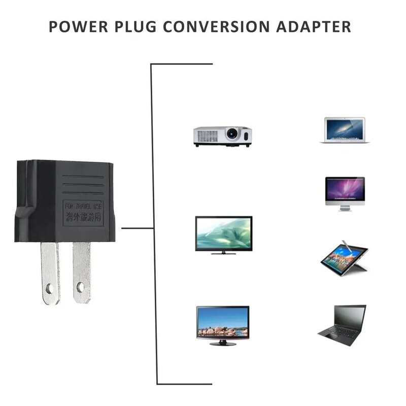Portable EU  US AU UK Adapter Plug 2 Flat Pin To EU 2 Round Pin Plug Socket Power Charger Travel Necessity Household Use