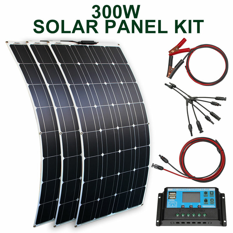 태양 전지 패널 키트 및 300w 200w 100w 유연한 태양 전지 패널 12v 24v 고효율 배터리 충전기 모듈
