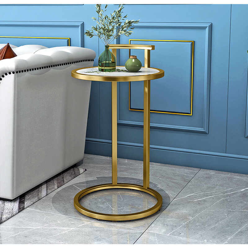 Круглый маленький кофейный столик, простой современный журнальный столик для гостиной, дивана, боковой столик, светильник дома, легкий зеркальный кофейный столик из мрамора