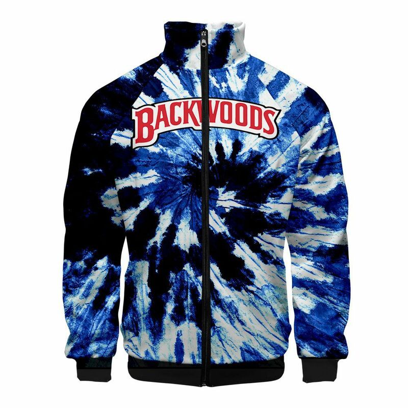 Backwoods Tie-dye Baseball Jacket Brand Backwoods Printing Jacket Men Fashion Streetwear Hip Hop Style Bomber Jacket