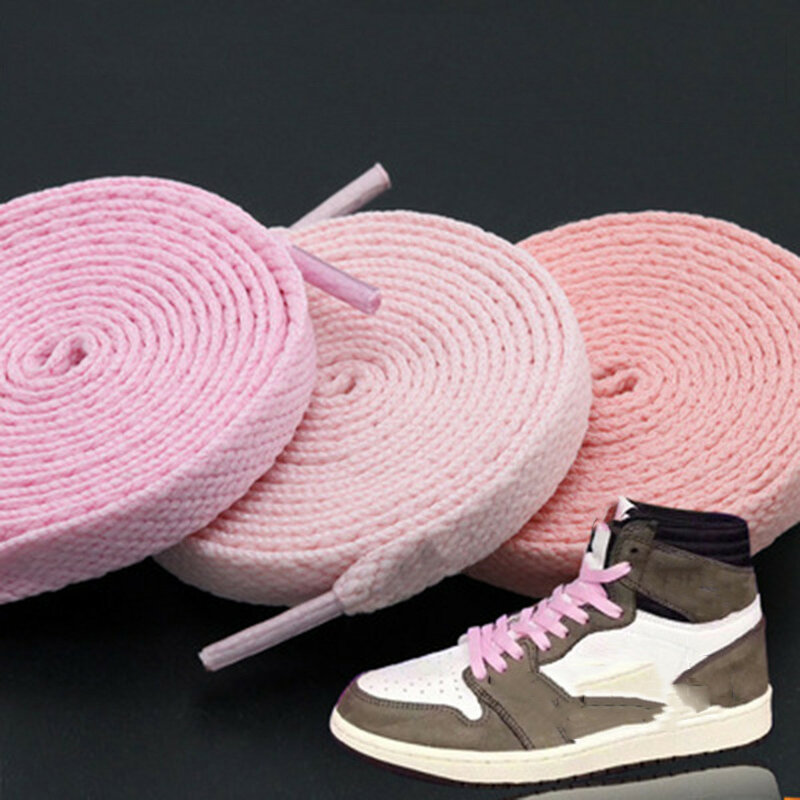 1Pair Shoelaces 140/160/180cm Fashion Shoelaces Jelly Color Flat Polyester Shoe Laces Cute Pink Elastic Shoe Laces Accessories