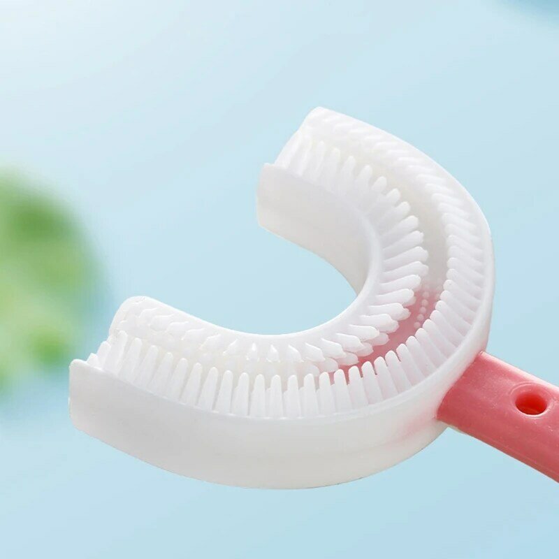 U-em forma de crianças escova de dentes manual do bebê silicone yoothescovamento artefato escova de limpeza de cuidados orais para 6 7 8 9 10 11 12 anos de idade