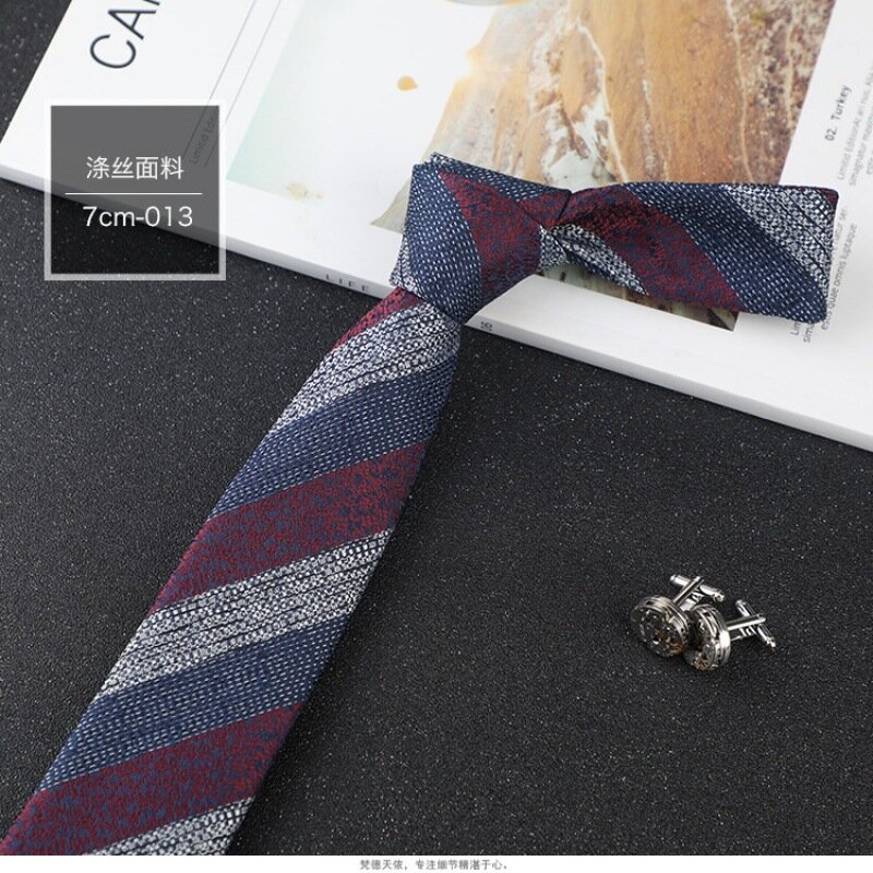 Галстук в полоску 7 см, узкий мужской галстук, модный галстук из полиэстера и шелка, деловой ГАЛСТУК, свадебное платье, роскошный галстук в Корейском стиле, повседневный