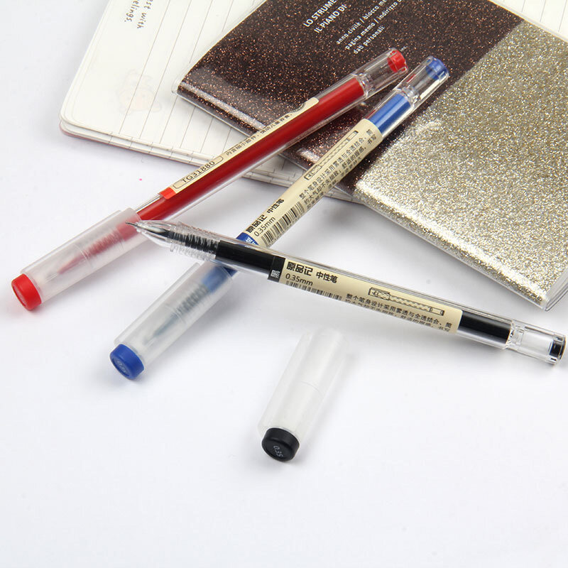Ensemble de stylos à encre Gel, 0.35mm, noir/bleu/rouge, recharges, tiges, stylo à encre Gel, signature, examen, écriture, papeterie scolaire, de bureau