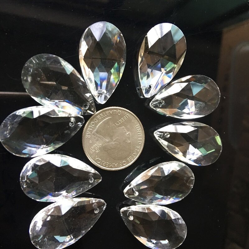 Citroprisme attrape-soleil en forme de larme, lustre en verre transparent, pièces en cristal, pendentif de bricolage, entretoise de bijoux à facettes, 28mm, 10 pièces