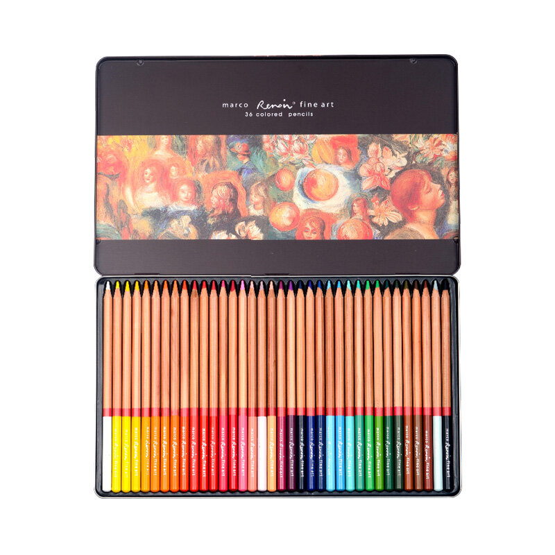 Marco Renoir 3100 Oil Colored Pencils Drawing Sketches Pencil 24/36/48/72/100/120 Colour Art Painting Pencil School Supplies