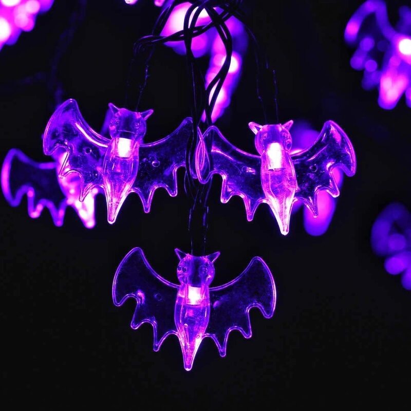 Guirnalda de luces LED con batería para Halloween, cadena de luces de murciélago para interiores y exteriores, decoración de fiesta de Halloween, 10/20/40 LED