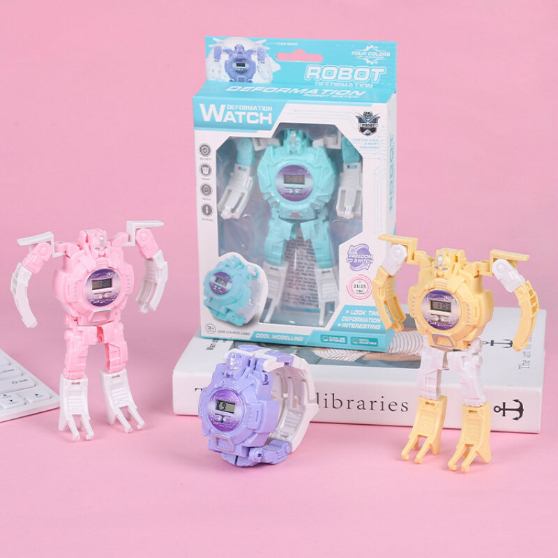 Dropshipping Verformung Roboter Uhr Puzzle Verformung Charakter Spielzeug Junge Mädchen Student Geschenk Cartoon Figuren Elektronische Uhr