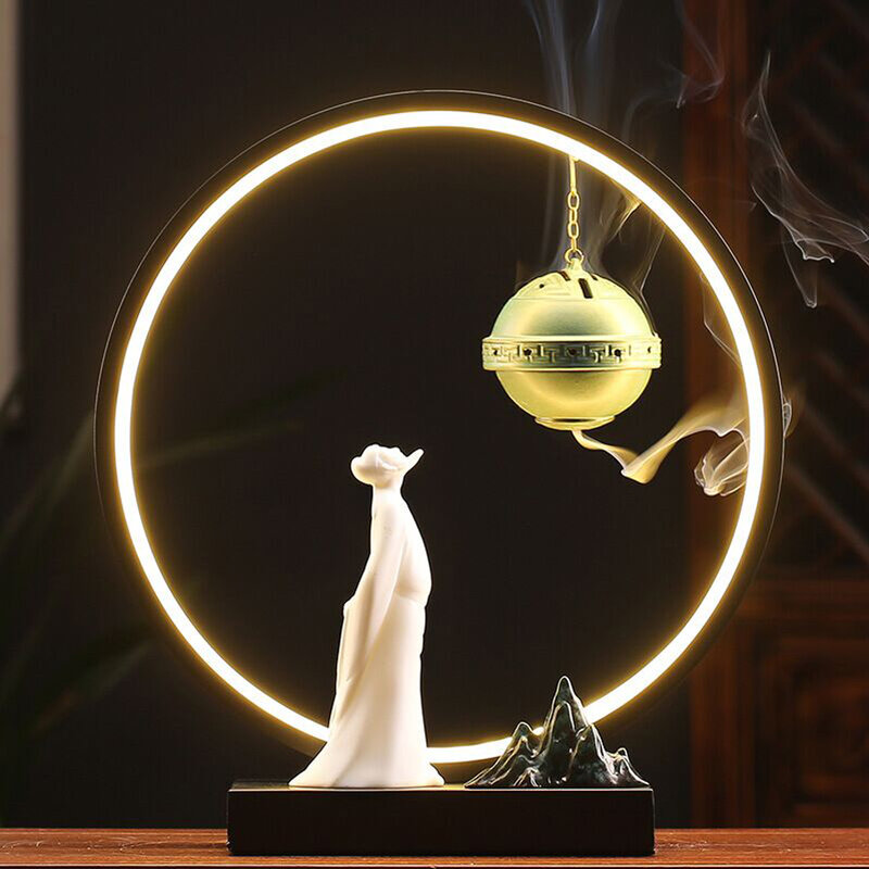 Bruciatore di incenso di riflusso creativo elegante culturale stagno di loto porta incenso in ceramica al chiaro di luna il piccolo bruciatore di monaco