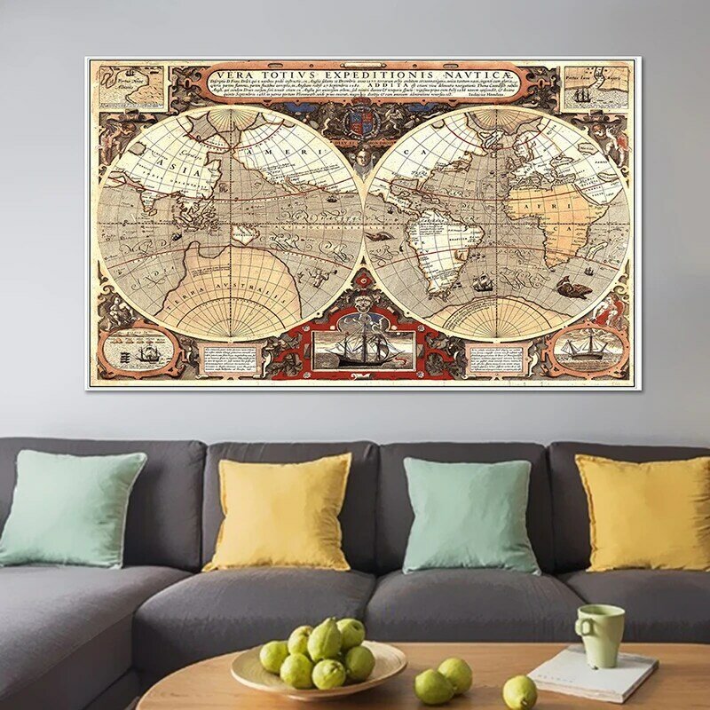 150*90cm o mapa do mundo cartaz não-tecido lona pintura parede arte decoração para sala de estar escritório decoração material escolar