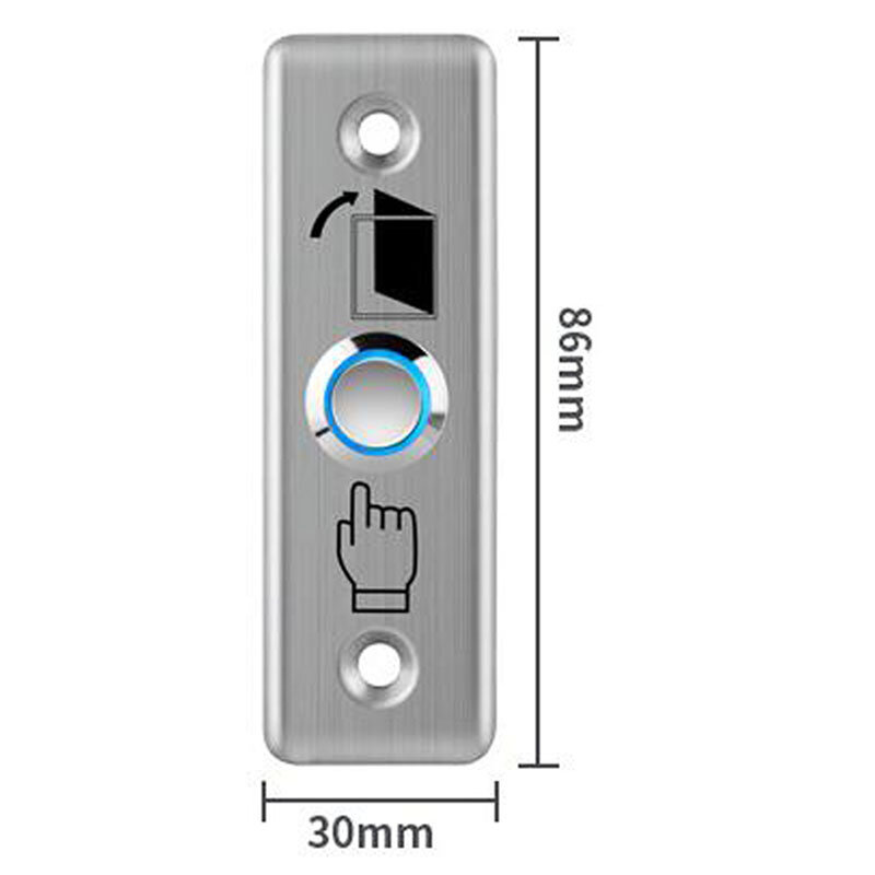 Bouton de sortie en acier inoxydable avec rétroéclairage LED, interrupteur poussoir, capteur de porte, ouvre-porte, déverrouillage pour contrôle d'accès, argent