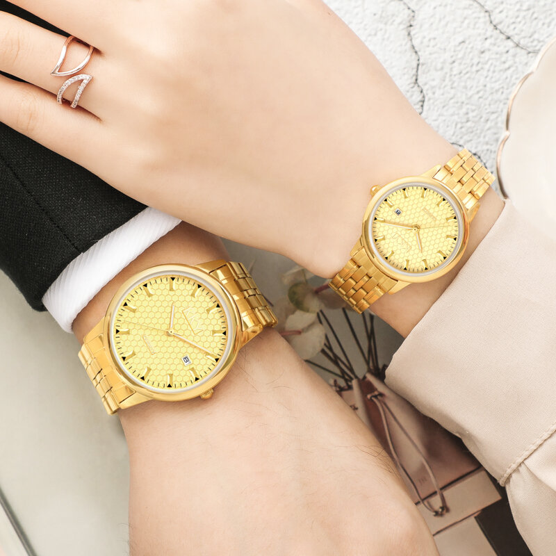 Kky Marke Luxus heißen Verkauf leuchtende Uhr Liebhaber Paar neue Uhren Männer Frauen Quarz Uhr Gold Uhr männlich für Frauen gitf 2024