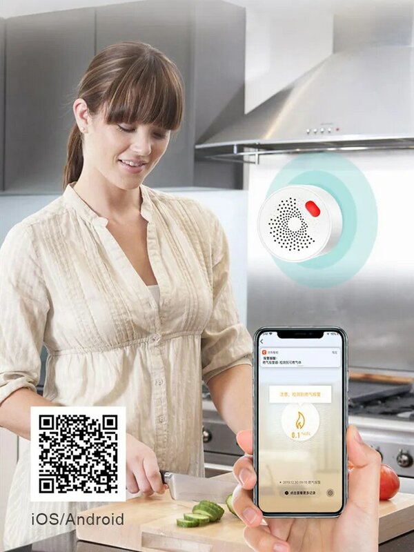 Detector de gpl de gás combustível tuya wifi sem fio alarme de vazamento controle app segurança casa inteligente sensor de vazamento suporte ac 85v-250v