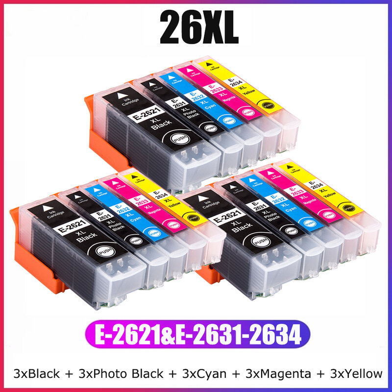 YC-15x 26XL, Compatible con Epson 26XL, XP-510, XP-520, XP-600, XP-605, XP-610, XP625, XP-615, XP800, XP-620, XP 820