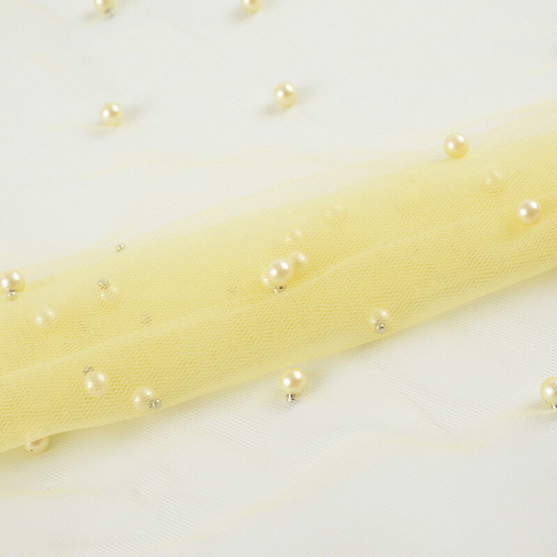 Такой же цвет бисером цвет жемчужная сетка ткань полиэстер DIY шитье ремесло текстильная ткань Женская платье сценический костюм ткань
