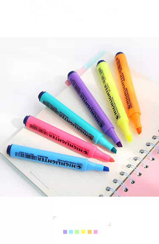 Penna fluorescente giapponese di grande capacità penna fluorescente solida colore acqua nota numero penna studente confezione da 8