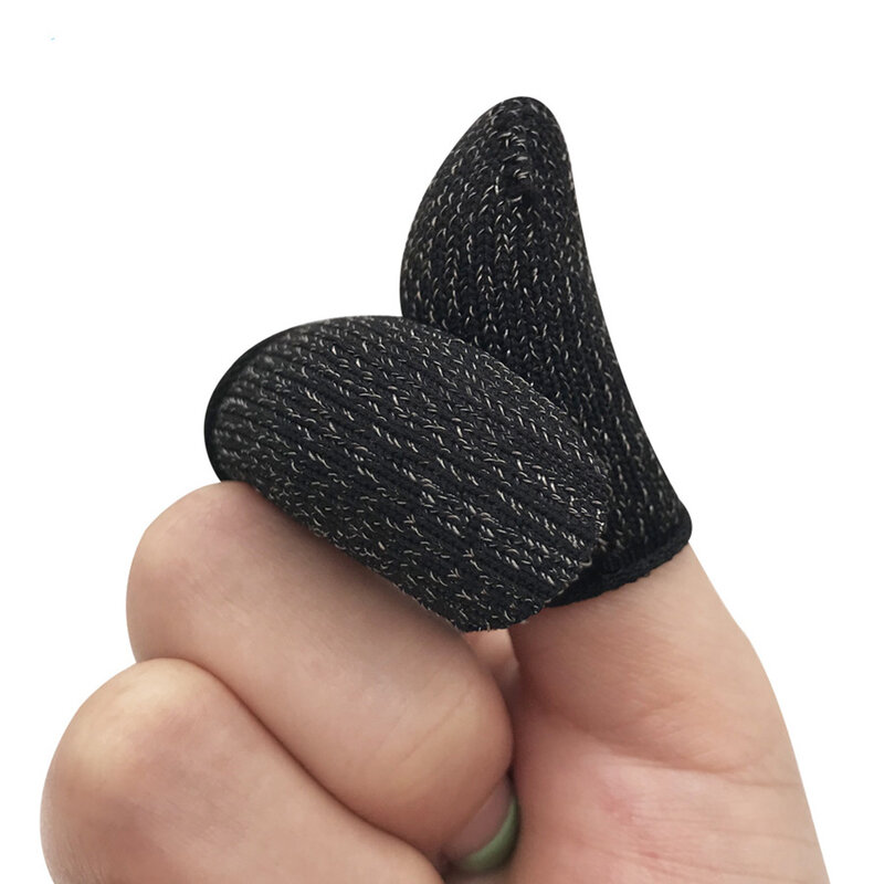 ถุงมือปลายนิ้วจอยควบคุมเกมมือถือ10ชิ้นกันลื่นระบายอากาศได้ปลอกปลายนิ้วสำหรับเล่นเกมสีดำ