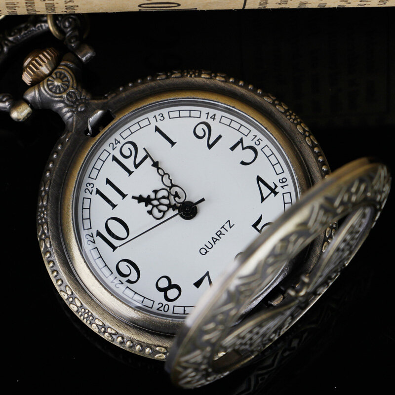 빈티지 레트로 브론즈 쿼츠 포켓 시계, 나비 조각, 포켓 및 시계, 남녀공용 선물