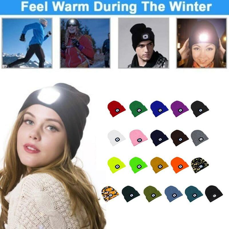 Rechargeable Usb Led Light Beanie Keep Warm In Winter For Climbing Fishing Outdoor Flashlight Hunting Camping Fishing Cyclin