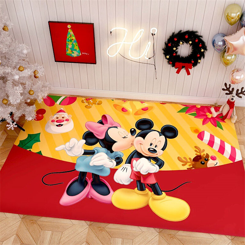 Christmas Mickey Playmat Kitchen Mat Bedroom Entrance Doormat Living Room Carpet  Floor Decoration Bathroom Non-Slip Rug