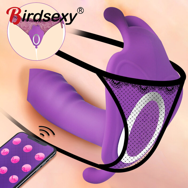 Poręczne majtki wibratory w formie sztucznego członka APP bezprzewodowy pilot zabawki erotyczne dla kobiet 10 prędkości G Spot łechtaczka stymulować orgazm pochwy