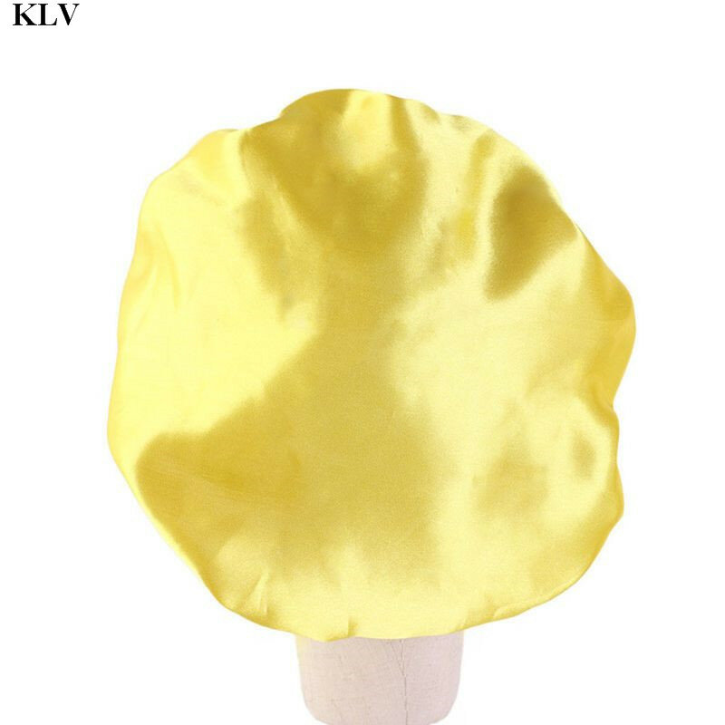 KLV Kids Soft reversibile cofano in raso doppio strato regolabile taglia Sleep Night Cap Bonnet cappello da bambino per 2-7 anni bambini