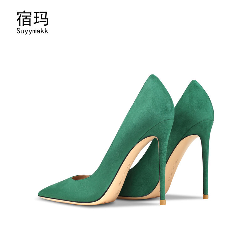 ของแท้หนังรองเท้าผู้หญิง Pointed Toe รองเท้าส้นสูง8/10ซม.คลาสสิกปั๊มรองเท้าผู้หญิง Elegant รองเท้า33-41