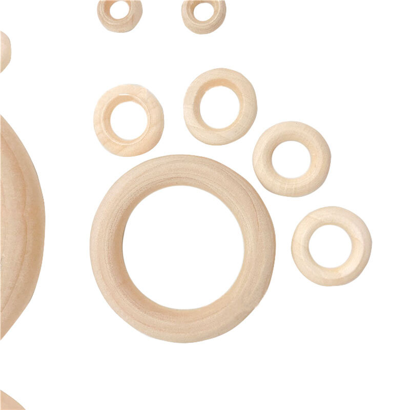 15-100mm Natural Wooden Ring For Kids Teething Grinding Nursing Baby Gift Accessories Bracelet Wood Circle DIY Crafts Ornaments