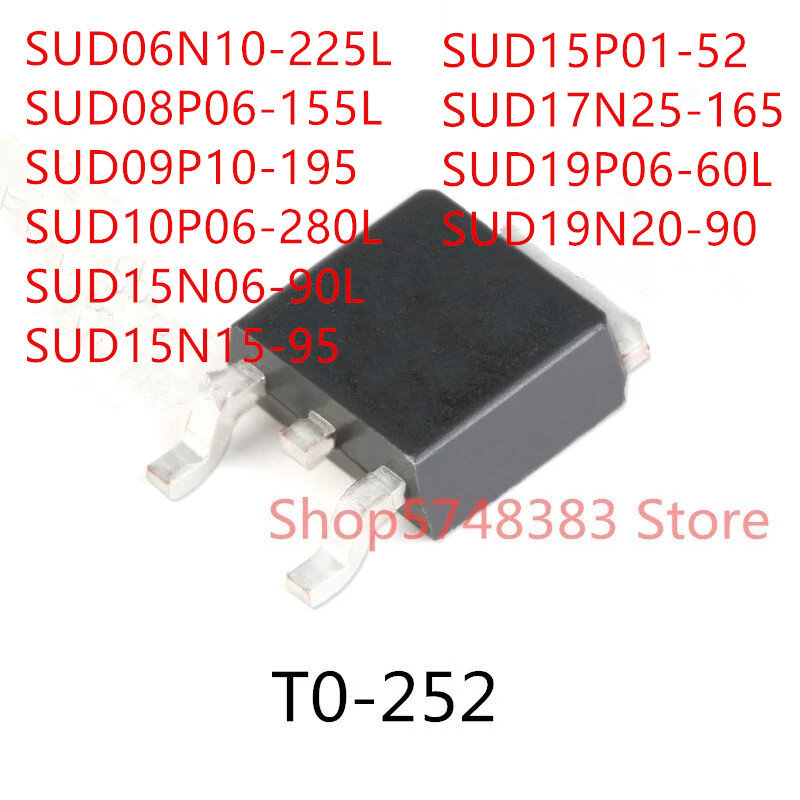 10 unidades, SUD06N10-225L, SUD08P06-155L, SUD09P10-195, SUD10P06-280L, SUD15N06-90L, SUD15N15-95, SUD15P01-52, SUD17N25-165