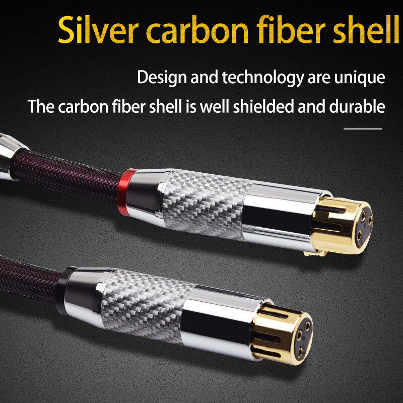 ATAUDIO-Cable de Audio XLR plateado puro de alta gama con fibra de carbono, 3 pines, HIFI, conector XLR, audio
