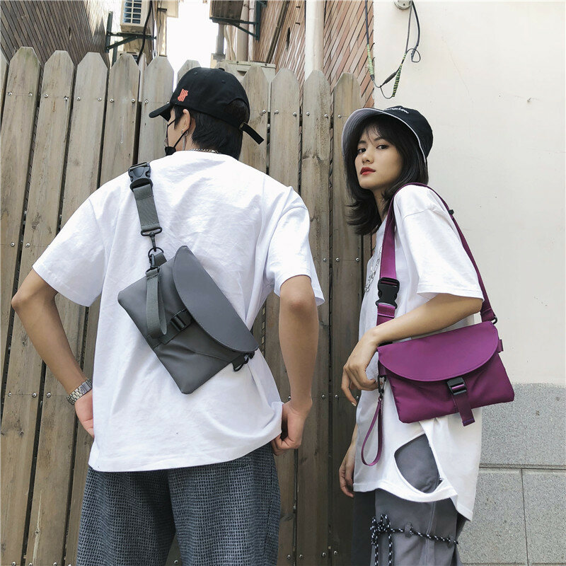 Unisex Nylon Chest Bag Female Korean Version All-match One-shoulder Diagonal Casual Small Bag Multi-function Cell Phone Package