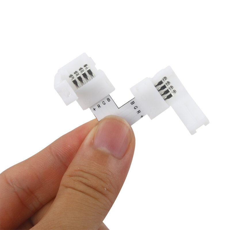 5pcs 4PIN 8mm Led Connector L Shape 8Mm 4pin Rgb 5050 2835 Led Strips Corner Angle Wire Connectors Install Adapter