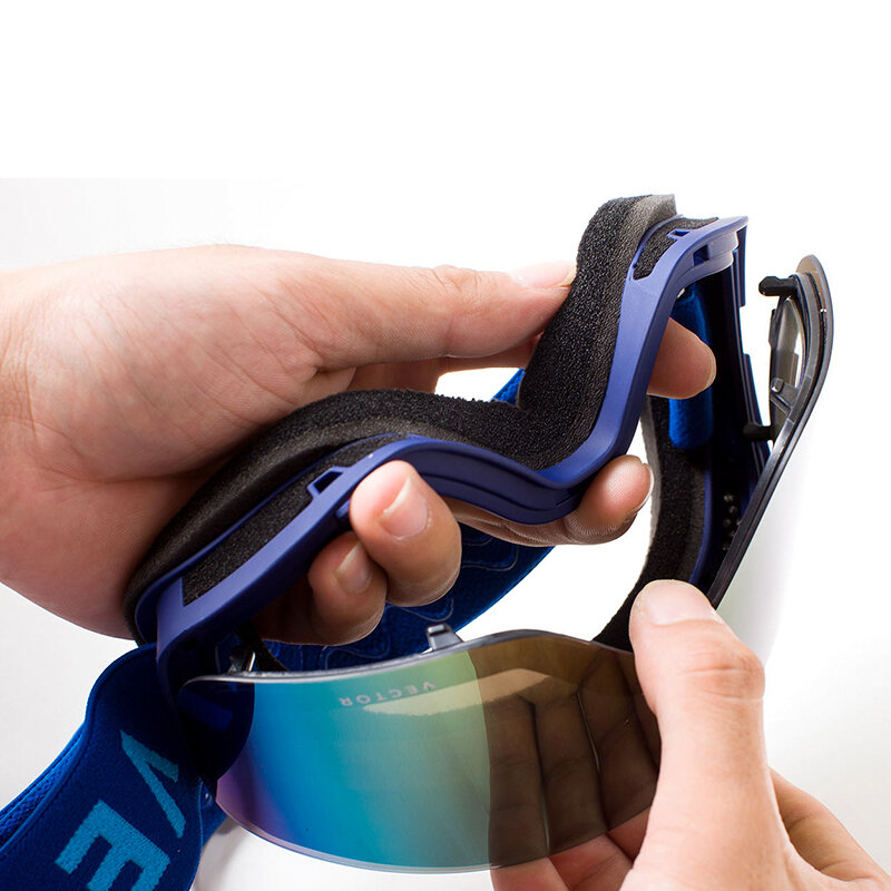 OTGสกีแว่นตาSnowboardสำหรับผู้หญิงผู้ชายเล่นสกีแว่นตาUV400หิมะป้องกันแว่นตาผู้ใหญ่Anti-Fogทรงกระบอก
