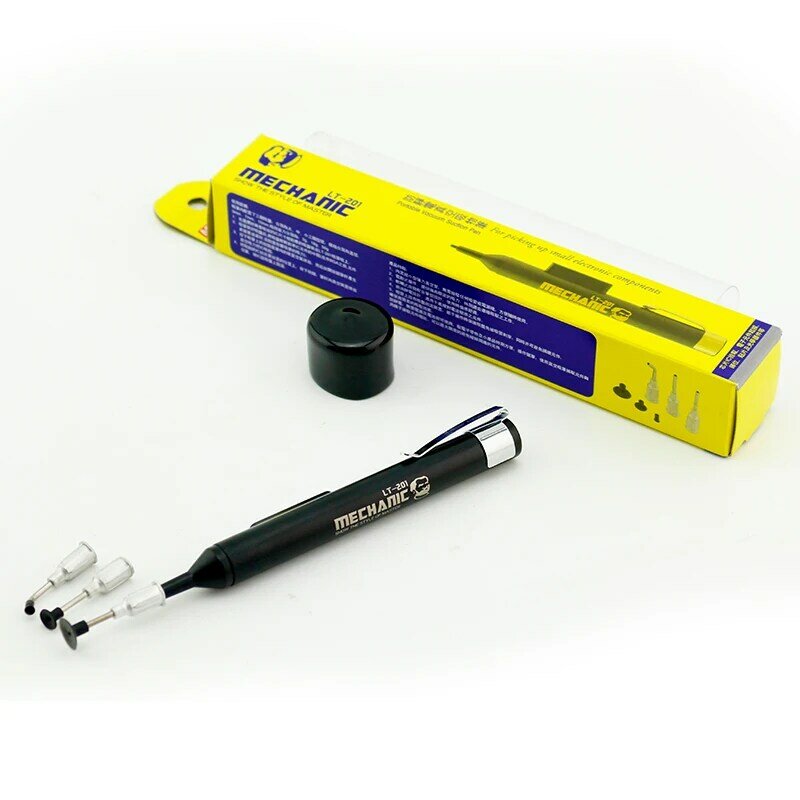 Mecânico lt201 caneta de sucção a vácuo, ferramenta de remoção de solda antiestática com 3 peças de ventosa ic smd