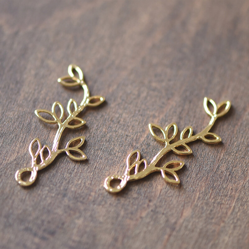 10 pçs banhado a ouro pingentes de folha de bronze 35mm encantos para diy jóias fazendo/encontrando acessórios, chumbo níquel livre (GB-120)