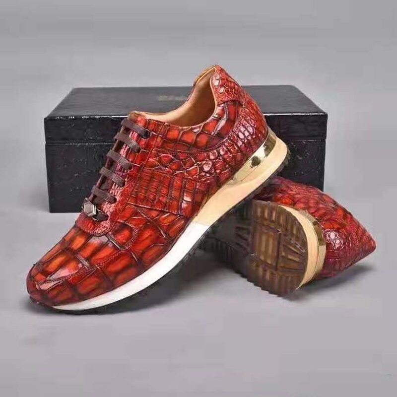 Ourui homens sapatos de lazer sapatos de couro de crocodilo masculino sapatos de crocodilo