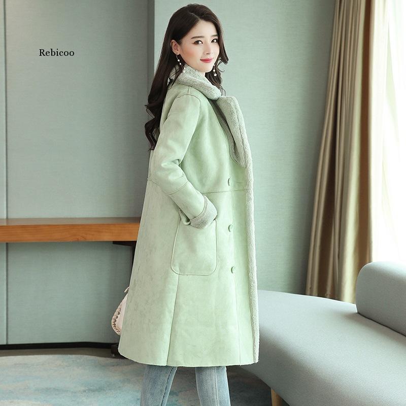 Manteau en fourrure d'agneau pour femme, veste longue en daim, vêtements d'extérieur, mode coréenne, nouvelle version, hiver