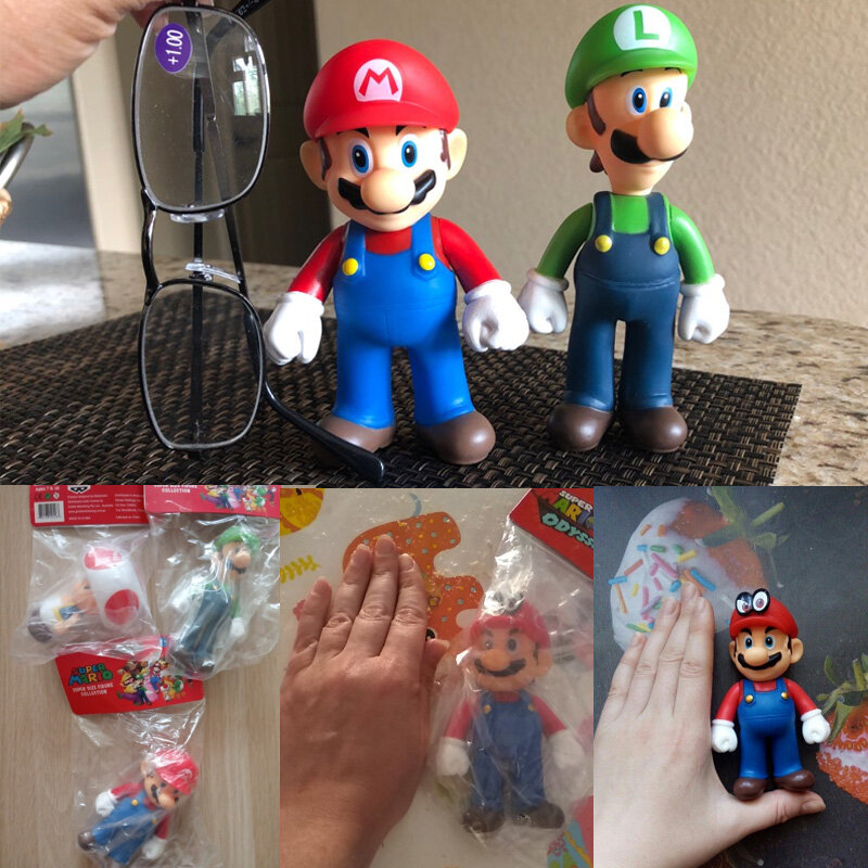 6-12cm Super Mario Bros Luigi Mario Yoshi Koopa Yoshi, Mario Maker Odyssey Toadette de setas figuras de acción PVC juguetes modelos de muñecas