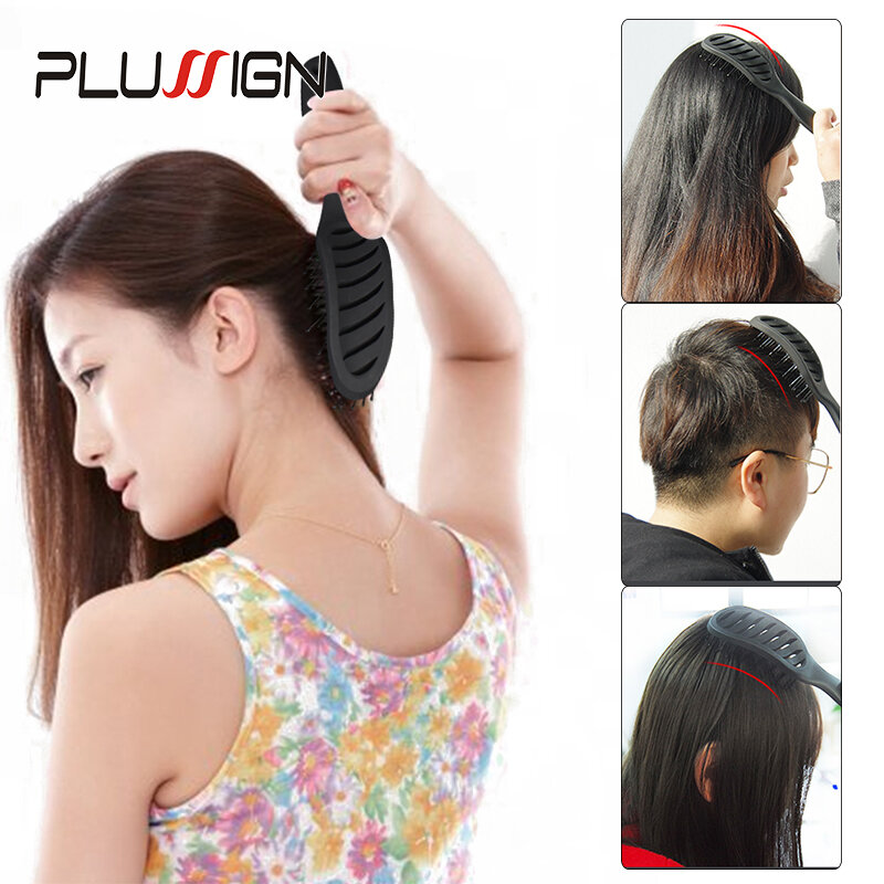 Profesjonalny Plussign Portable Travel składana szczotka do włosów kompaktowy kieszonkowy grzebień do włosów dwugłowy antystatyczny grzebień 4 kolory