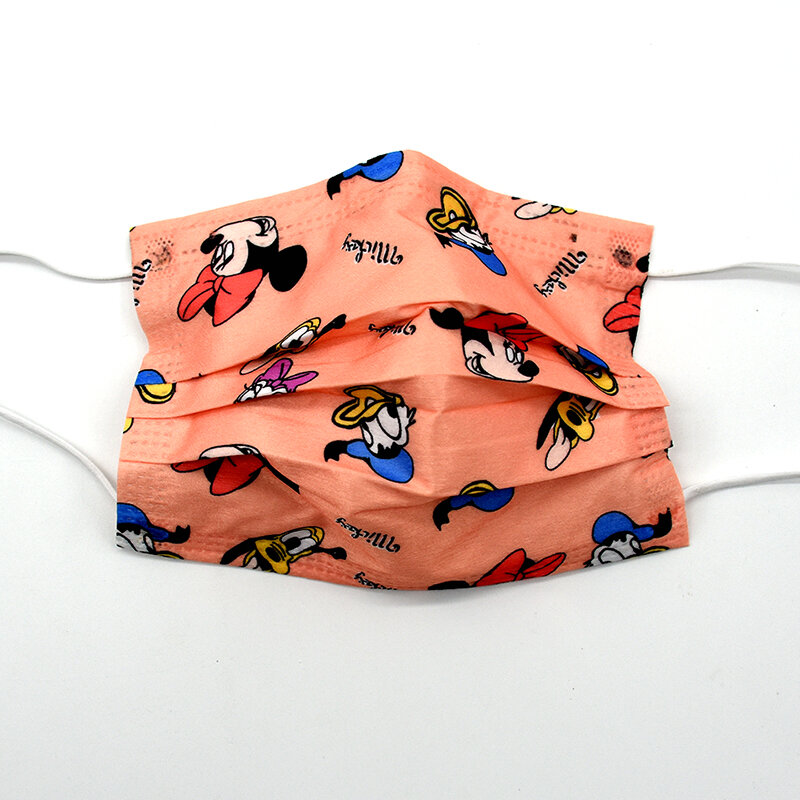 Mascarilla desechable de Disney para niños y adultos, máscara facial protectora con estampado de dibujos animados de Mickey, Pato Donald, naranja