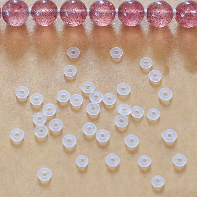 Tapón de goma de silicona transparente ultrafino, anillo antifricción, espaciador de cuentas, pulsera para fabricación de joyas DIY, 100 Uds.