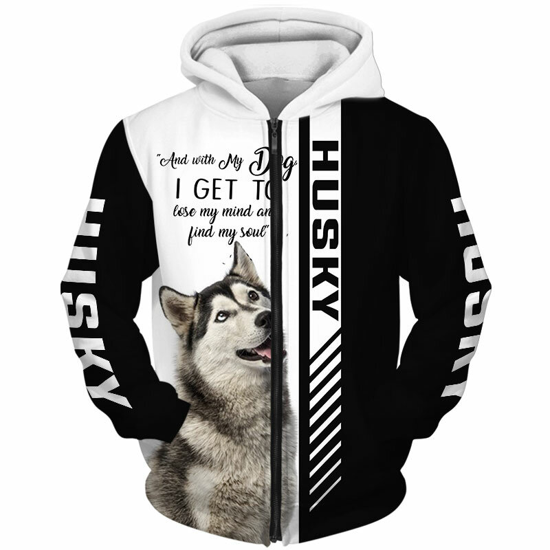 Animal husky cão 3d impresso jaqueta homem/mulher harajuku hoodie unisex casual streetwear moletom pulôver sudadera Hombre-1