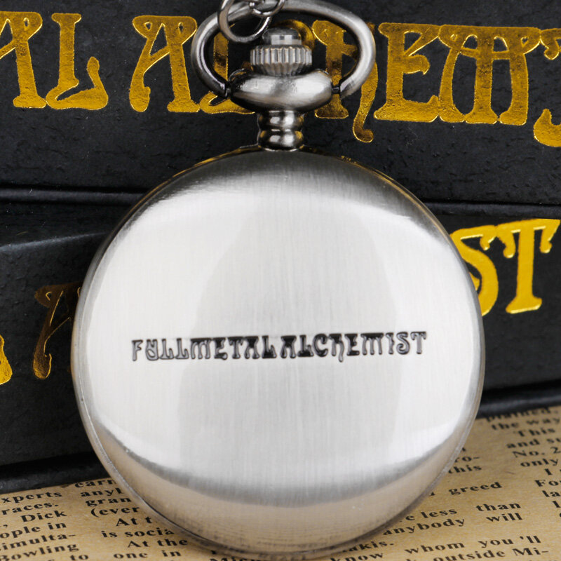 Reloj de bolsillo de cuarzo para hombre y mujer, cronógrafo con cadena Fob de Anime, color gris, nuevo diseño, regalo
