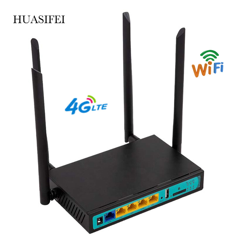HUASIFEI 4G Wifi Router 4G ซิมการ์ดเสาอากาศภายนอก4G Modem Router VPN Router WAN/LAN พอร์ต4เสาอากาศภายนอก