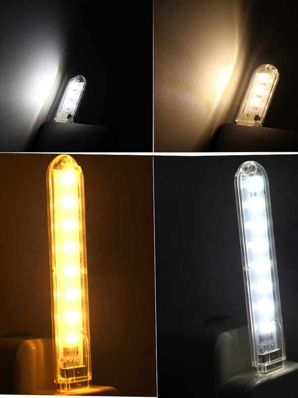 Wyróżnij 3LED 8LED smd5730 portable LED lampka nocna lampka do czytania zewnętrzna lampa kempingowa zasilanie mobilne oświetlenie breloczek lampka nocna