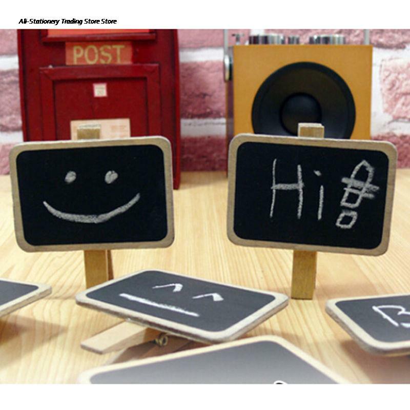 1pc Mini Cute Kawaii Wooden Blackboard Chalkboards Clips Holder for Paper Decoration Photo Album